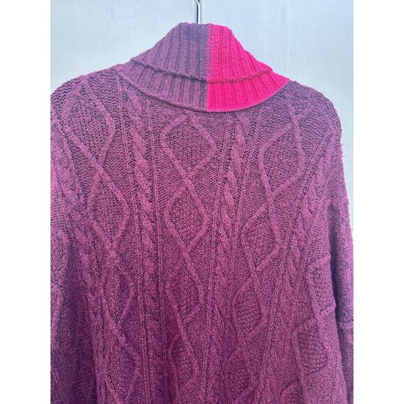 Free People Forever Oversized Cable Knit Sweater Dress Sz M/L Maroon Fuchsia - Picture 5 of 11